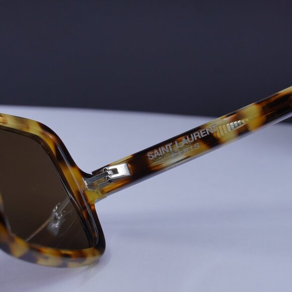 Saint Laurent SL332 006 Rectangle Sunglasses - Havana/Brown - Picture 10 of 11